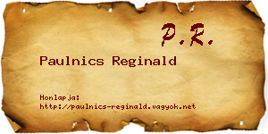Paulnics Reginald névjegykártya